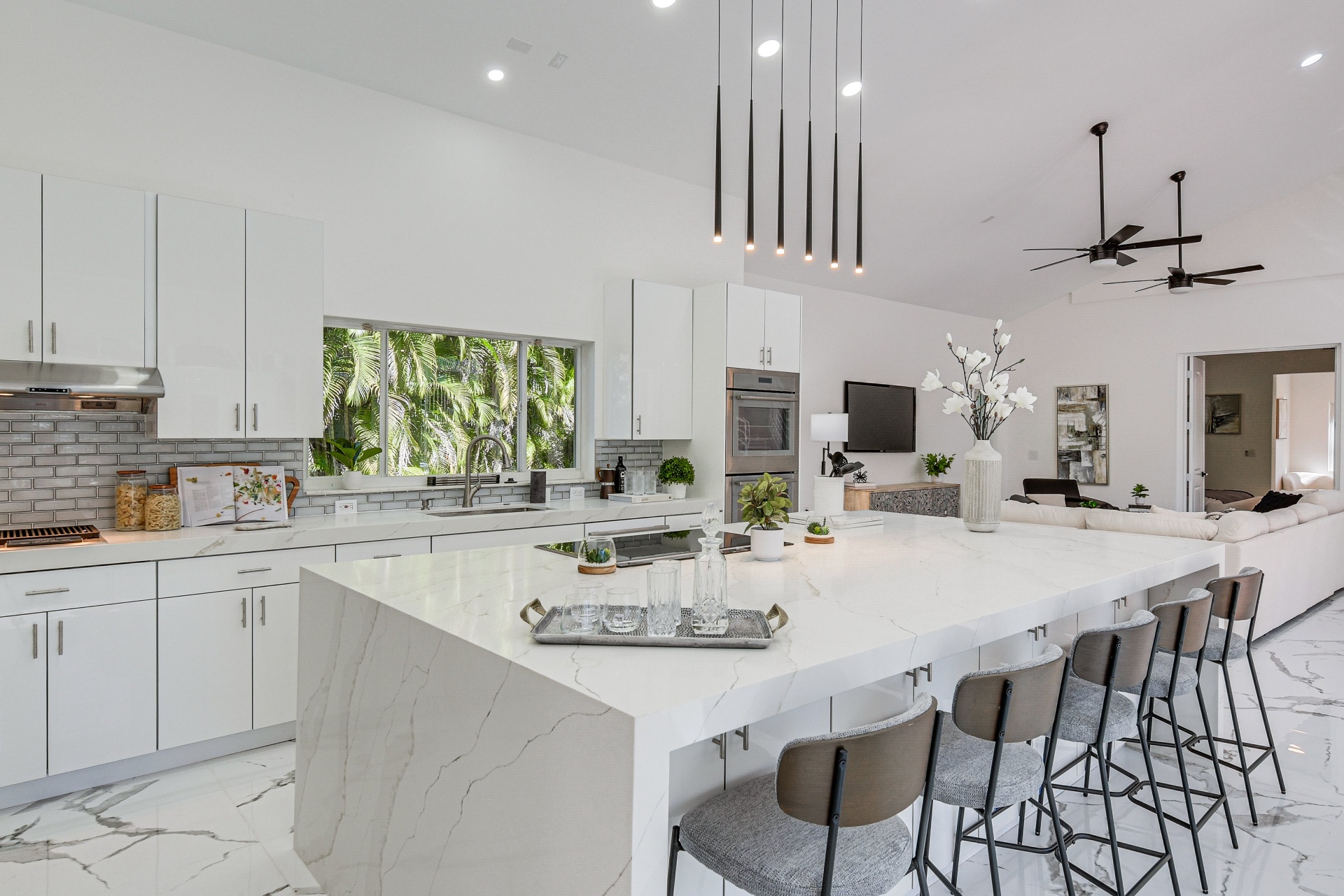 Casa Parkland’s real kitchen with marble island